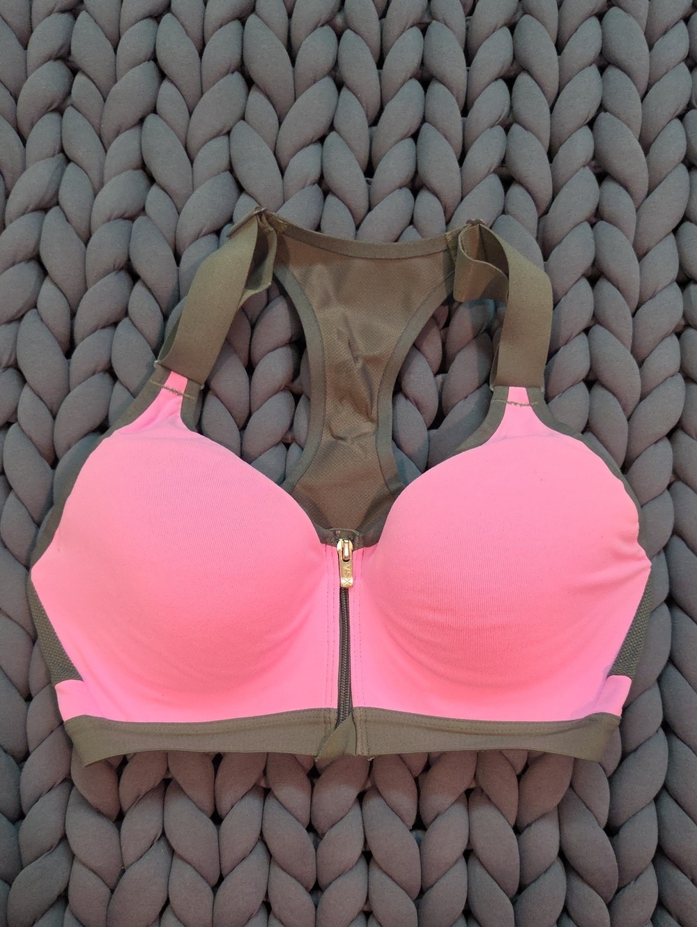 Victoria's Secrett Knockout Women's Lavender and Gray Front-Zip Sports Bra